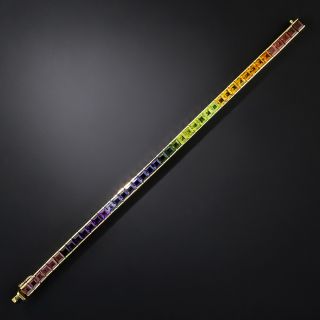 Estate Multi-Color Gemstone Line Bracelet - 2