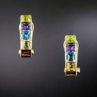 Estate Multicolored Gemstone Earrings - 2