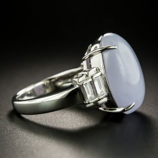 Estate Natural Burmese Lavender Jade Platinum Diamond Ring
