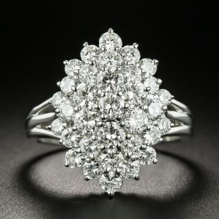 Estate Navette Shaped Diamond Cluster Ring - 2