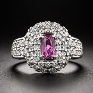 Estate No-Heat .72 Pinkish-Purple Sapphire and Pavé Diamond Ring - 6