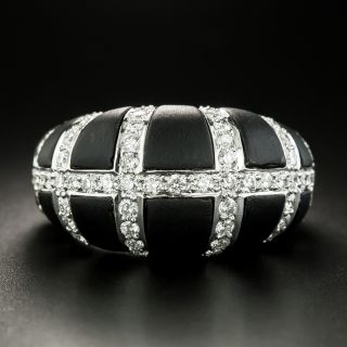 Estate Onyx and Diamond Dome Ring - 2