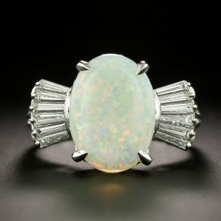 Estate Opal and Baguette Diamond Ring - 3