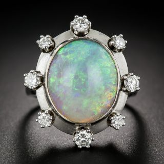 Estate Opal and Diamond Ring