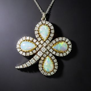 Estate Opal and Diamond Shamrock Pendant by Casbah - 4