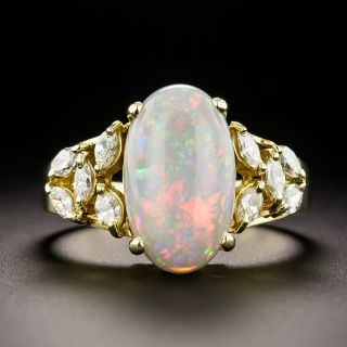 Estate Opal and Marquise Diamond Ring - 2