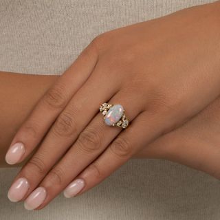 Estate Opal and Marquise Diamond Ring