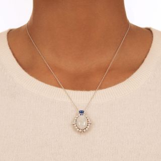 Estate Opal, Diamond, Pearl And Sapphire Pendant