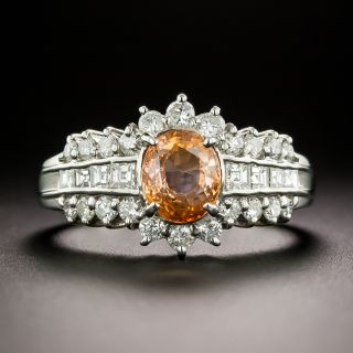 Estate Orange Ceylon Sapphire Diamond Ring - GIA - 3