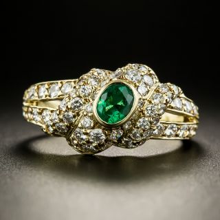 Estate Oval Emerald and Pavé-Set Diamond Ring - 2