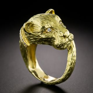 Estate Panther Head Diamond Ring - 3