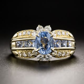 Estate Pastel 1.19 Carat Blue Sapphire and Diamond Ring - 2