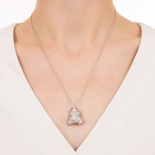 Estate Pavé Diamond Frog Pendant/Brooch