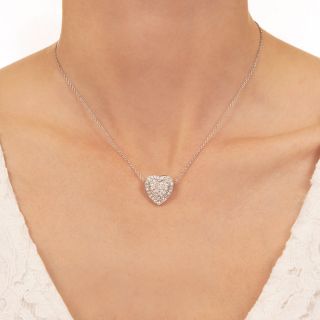 Estate Pavé Diamond Heart Pendant