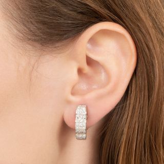 Estate Pavé Diamond Hoop Earrings