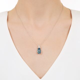 Estate Pear-Shaped Aquamarine And Diamond Pendant