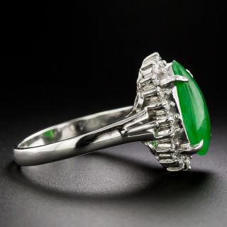 Estate Pear-Shaped Burmese Jade and Diamond Halo Ring