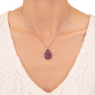 Estate Pear-Shaped Ruby and Diamond Pendant