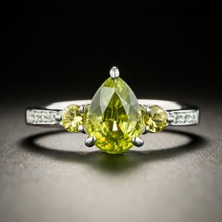 Estate Pear Shaped Sphene and Diamond Ring - 2