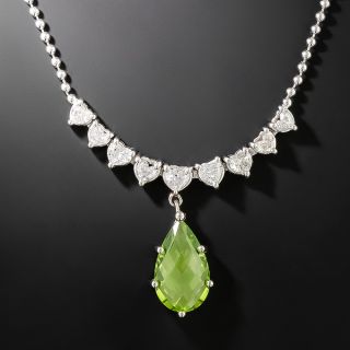Estate Peridot And Heart-Shaped Diamond Necklace - 2
