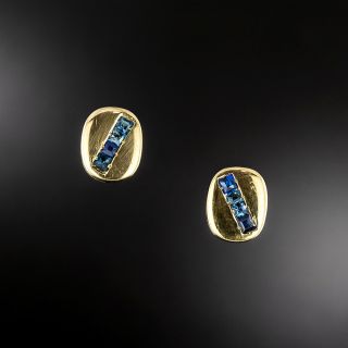 Estate Petite Sapphire Stud Earrings - 2