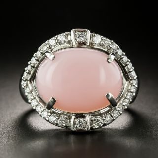 Estate Pink Opal and Diamond Ring - 2