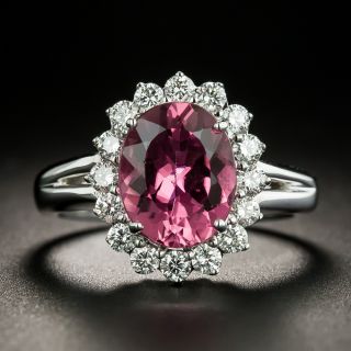 Estate Pink Tourmaline and Diamond Halo Ring - 2