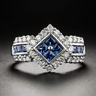 Estate Princess-Cut Sapphire and Diamond Ring - 3