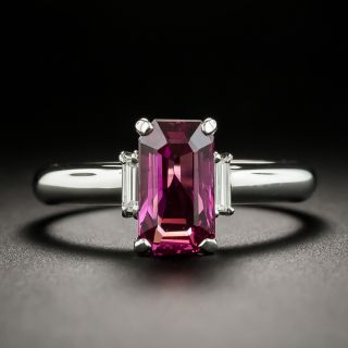 Estate Purplish Pink Sapphire and Diamond Ring - 1