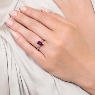 Estate Purplish Pink Sapphire and Diamond Ring