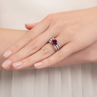 Estate Rhodolite Garnet and Diamond Ring