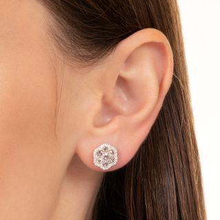 Estate Rose-Cut Diamond Cluster Stud Earrings