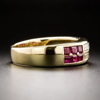 Estate Ruby and Baguette Diamond Band Ring
