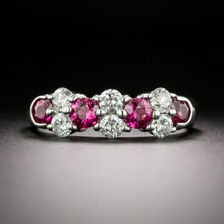 Estate Ruby and Diamond Band Ring - 3