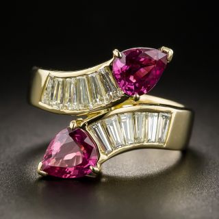 Estate Ruby and Diamond Bypass Ring - 1
