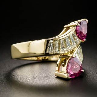 Estate Ruby and Diamond Bypass Ring