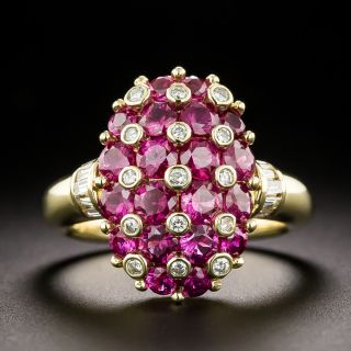 Estate Ruby and Diamond Cluster Ring - 3
