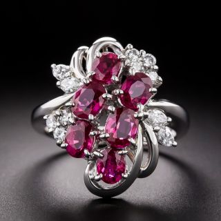 Estate Ruby and Diamond Cocktail Ring - 2