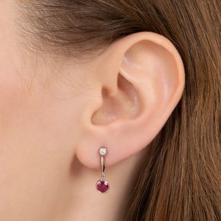Estate Ruby and Diamond Dangle Earrings