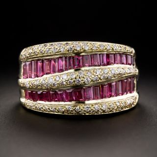 Estate Ruby and Diamond Five Row Ring - 3