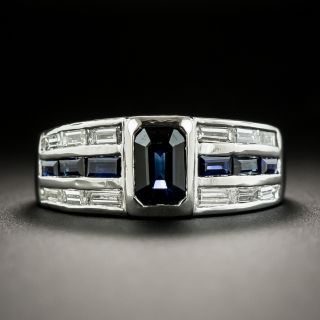 Estate Sapphire and Diamond Band Style Ring - 2