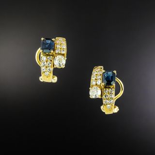 Estate Sapphire and Diamond Bypass Earrings - 2