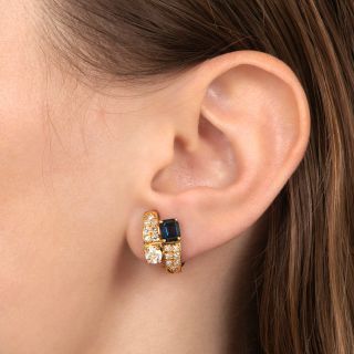 Estate Sapphire and Diamond Bypass Earrings