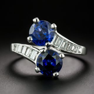 Estate Sapphire and Diamond Bypass Ring  - 3