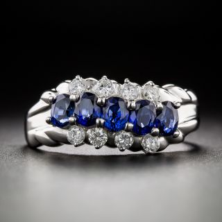Estate Sapphire and Diamond Curved Band Ring - 3