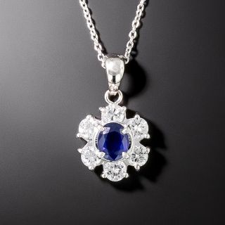 Estate Sapphire And Diamond Drop Pendant - 3