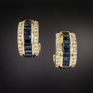 Estate Sapphire and Diamond Earrings - 1