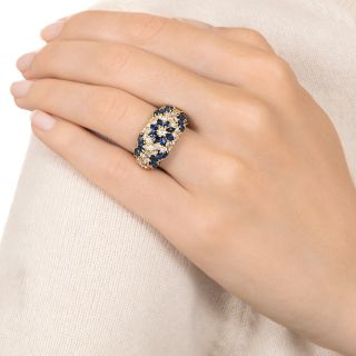 Estate Sapphire and Diamond Floral Ring