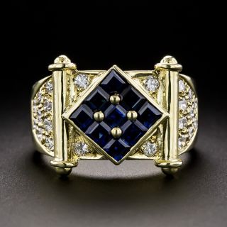 Estate Sapphire and Diamond Scroll Ring - 2