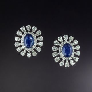 Estate Sapphire and Diamond Spray Earrings - 1